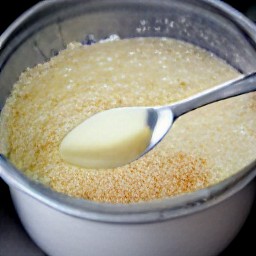 the output is a bowl of margarine, seasoning salt, and nutmeg.