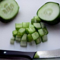 diced cucumbers and tomatoes.