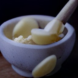 a paste made from the crushed garlic.