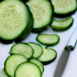 cucumbers that are sliced thinly.