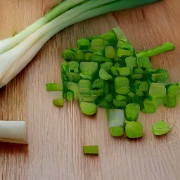the scallions are chopped.