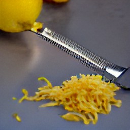 half a lemon with zest.