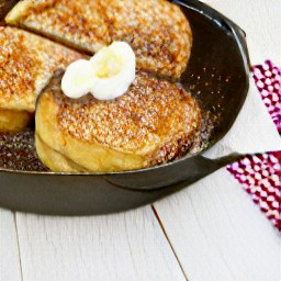 the bread transferred to a skillet dish and cooked for 2 minutes.