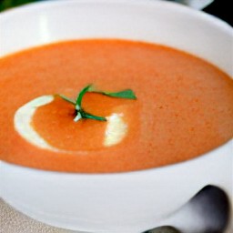 the purée is transferred to a bowl and a gazpacho is gotten.