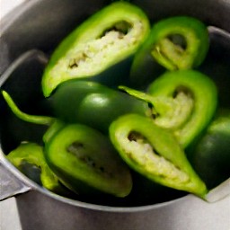 8 cups of water that have been heated for 2 minutes with jalapeno peppers.