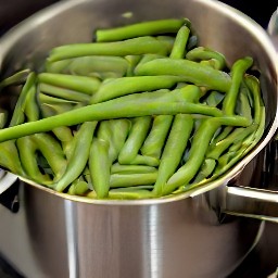 the green beans are cooked in boiling water for 3 minutes.