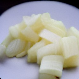 after peeling and mincing the garlic, peel and chop an onion.