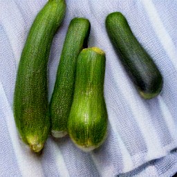 the zucchini drained of water on a kitchen towel.