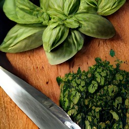 after peeling and chopping the garlic and basil, the knife can be used for other purposes.