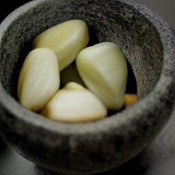 a paste made from the crushed garlic.