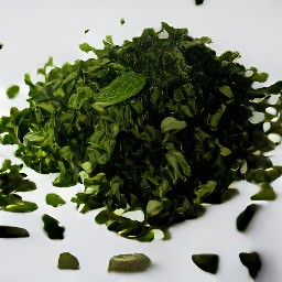 a bowl of chopped herbs.