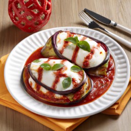 

This delicious gluten-free, eggs-free, nuts-free and soy-free eggplant with cheese side dish is a light recipe made of cooking spray, eggplants, tomato sauce and mozzarella cheese.