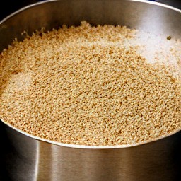 the crumb mixture in a springform pan and pressed down.