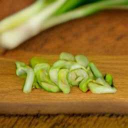 a sliced jalapeno pepper and scallion.