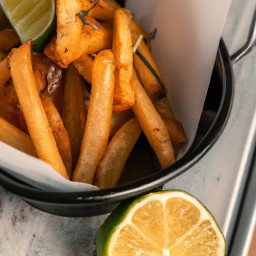 
Oven-baked fries are a delicious, vegan and gluten-free European side dish made with russet potatoes, olive oil and no eggs, nuts or soy.