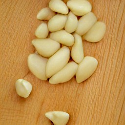 a peeled garlic clove.
