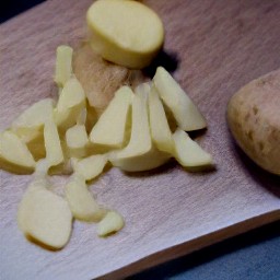 the potatoes are cut halfway and chopped into halves.