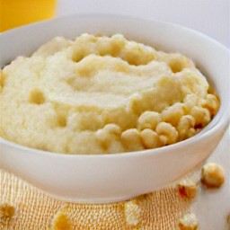 a bowl of mashed chickpeas.