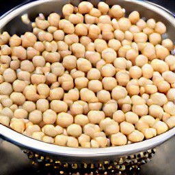 chickpeas that have been rinsed and drained in a colander.
