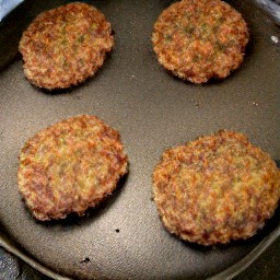 the patties are cooked in olive oil for three minutes.
