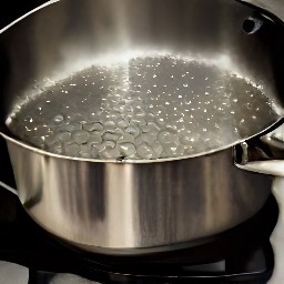 2.5 liters of boiling water with half a tablespoon of salt added to it.