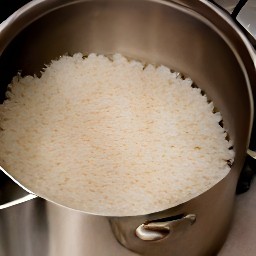 a pot of boiled rice.