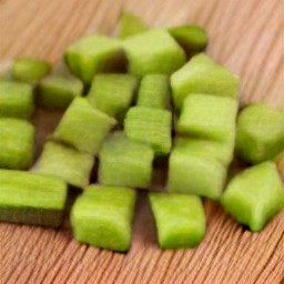 the avocado halves are cut into cubes.