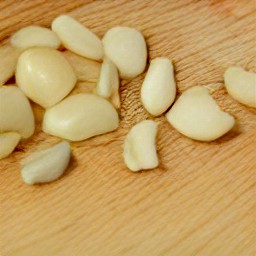 roasted garlic cloves that are peeled.