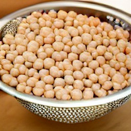 the chickpeas have been rinsed and drained in a colander.