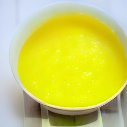 a bowl of whisked eggs.