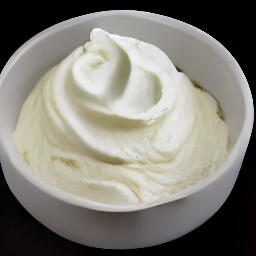 a bowl of cream cheese, half-and-half, granulated sugar, and whipped cream.