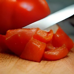 after peeling and chopping the onions, peel and mince the garlic. then, chop the tomatoes.