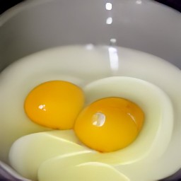 the output is a bowl of eggs with water.