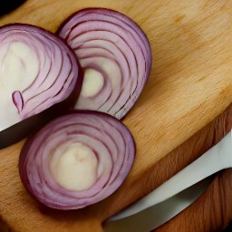 a peeled and sliced red onion.