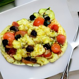 a platter with flour tortillas, scrambled eggs, and chopped feta cheese.