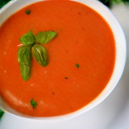 the soup is transferred to a serving bowl.