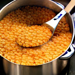 the lentils are added to the pot and covered with a lid.