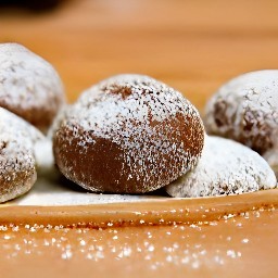 the dough balls are coated with powdered sugar.