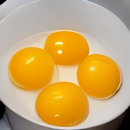 the eggs are cracked into a bowl.