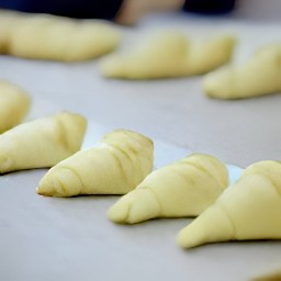crescent-shaped pieces of cheese.