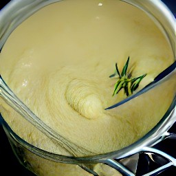 a batter with chickpea flour, rosemary, salt, black pepper, olive oil and onion slices.