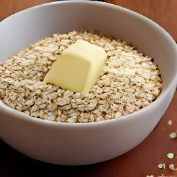 the output is a bowl of oatmeal with butter, granulated sugar, vanilla extract, and half a tsp of salt mixed in.