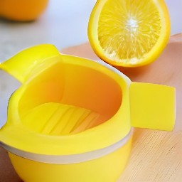 one peeled and quartered orange, and orange juice from the other squeezed orange.