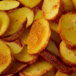 the spicy hasselback potatoes are transferred from the baking tray to a platter.