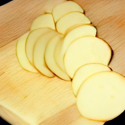 thinly sliced potatoes.