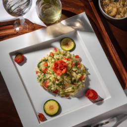 

This delicious Italian lunch of chilled orzo pasta, zucchini, tomatoes and mozzarella cheese is eggs-free, nuts-free and soy-free.
