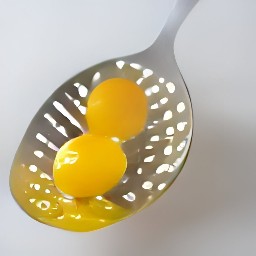 the slotted spoon allows the egg whites to fall through while keeping the yolk intact.