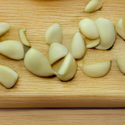 a peeled garlic clove.