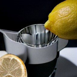 the lemon juice will come out of the lemon and into the squeezer.