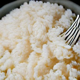 the white rice served after it is fluffed with a fork.